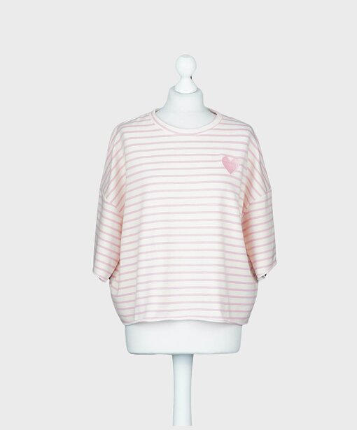 Gestreifter Kurzarm Sweater “LIV” rosa/creme (GW25)