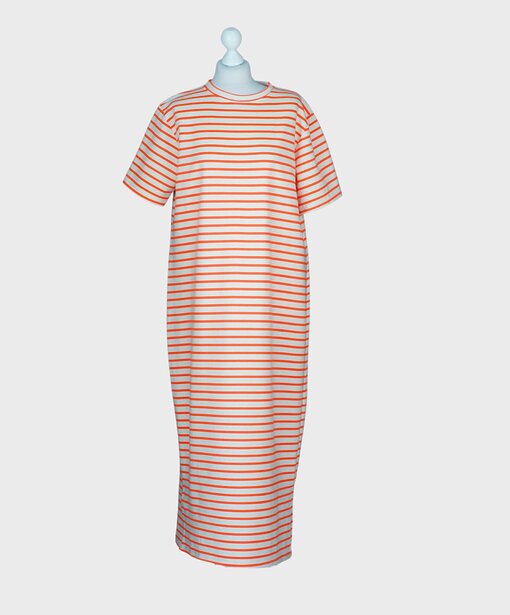 Streifenkleid “MAGGIE” neon orange/creme (GW78)