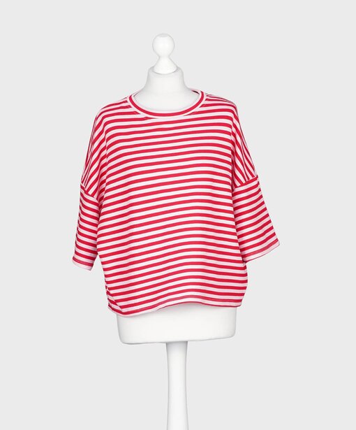 Streifensweater Kurzarm “MICAELA” rosa/rot (GW10)