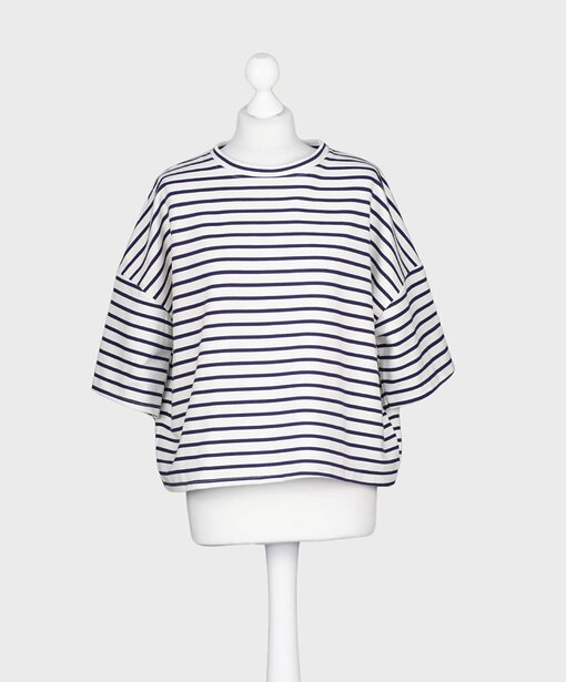 Streifensweater Kurzarm “MICAELA” navy/creme (GW10)