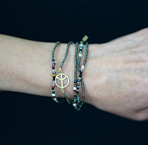 Bracelet “5WRAP SIGN” grey/ gold (IC32)