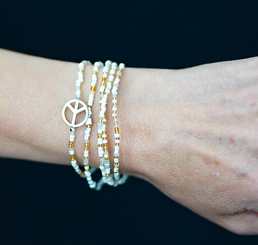 Bracelet “5WRAP SIGN” white/silver (IC32)