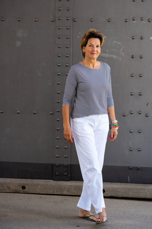Streifenshirt “JANET” schwarz/weiß  (BA19)/Sommer Hose “OLYMPIA” weiß (H24)