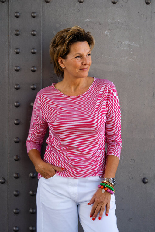 Streifenshirt “JANET” pink/weiß  (BA19)