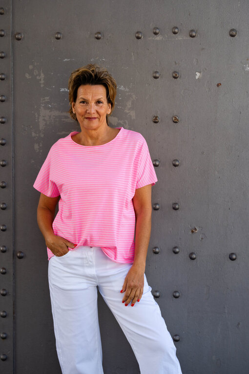 Gestreiftes Shirt “MAYLA” (BA14) / Sommer Hose “OLYMPIA” weiß (H24)