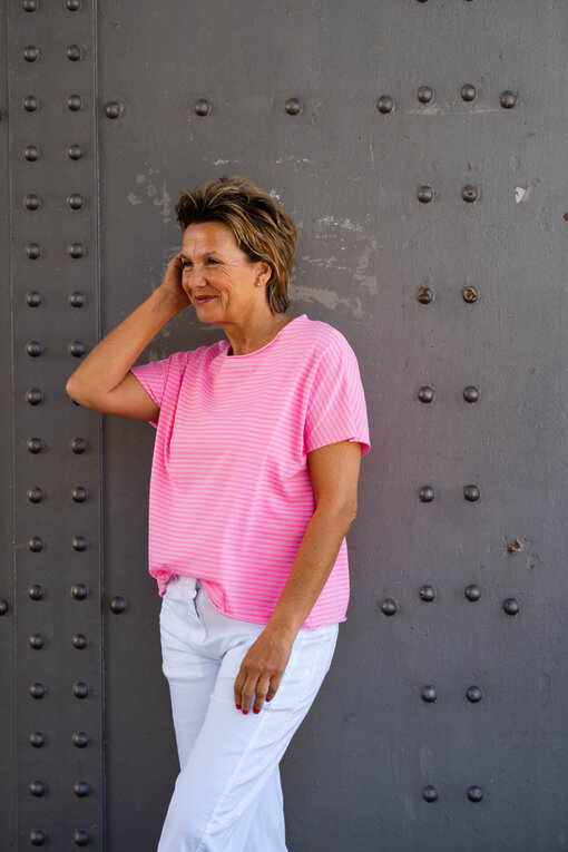 Gestreiftes Shirt “MAYLA” (BA14) / Sommer Hose “OLYMPIA” weiß (H24)