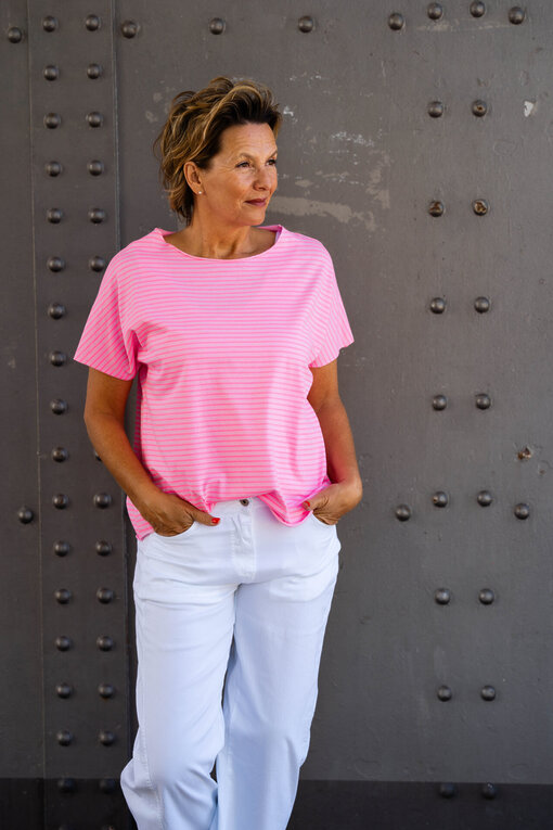 Gestreiftes Shirt “MAYLA” (BA14) / Sommer Hose “OLYMPIA” weiß (H24)