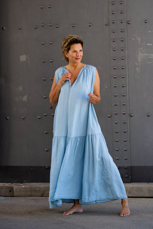 Sommer Denim Kleid “LIYA” pale blue (GW88)