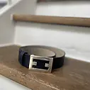 Ledergürtel ohne Schließe atlantic blue (UJ01)/ Gürtelschließen STEPPING SILVER MATT (UJ02)