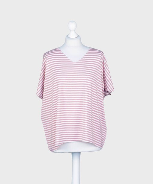 Lockeres Streifenshirt “ISIS” mauve/weiß (BA18)