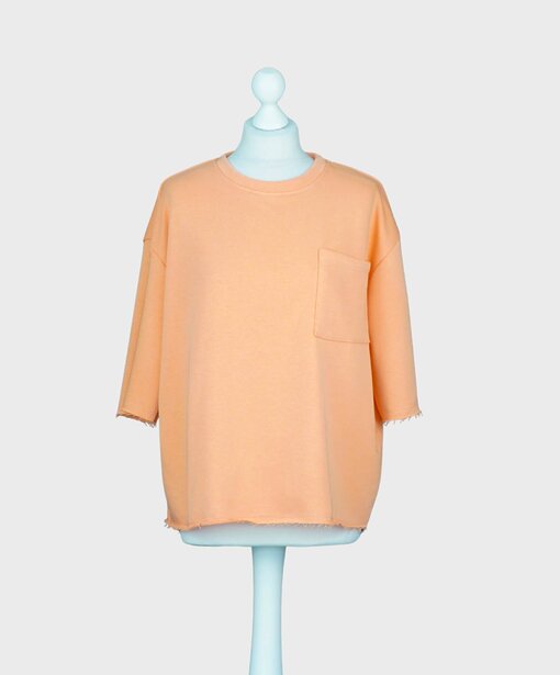 Kurzarm Sweater “AMINA” pastell apricot (GW54)