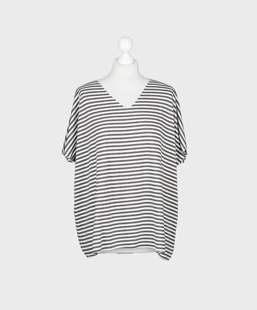 Lockeres Streifen Shirt “ISIS” anthrazit/weiß (BA18)