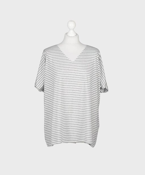 Lockeres Streifen Shirt “ISIS” hellgrau/weiß (BA18)