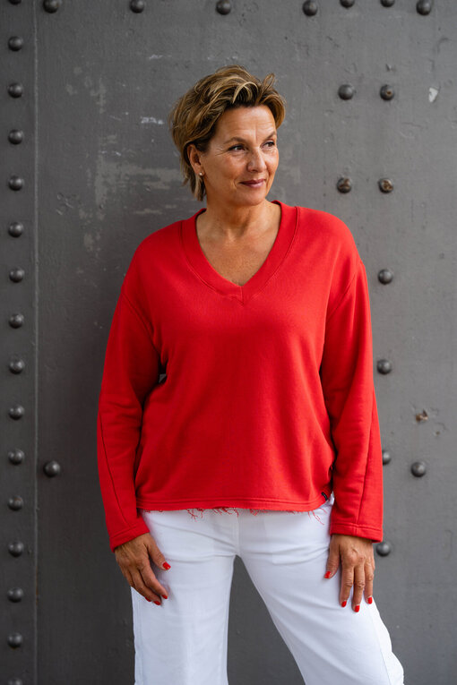 Casual Longsleeve “THALISA” real red (ER22)/Sommer Hose “OLYMPIA” weiß (H24)