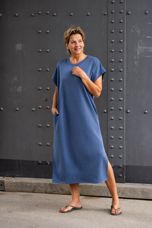 Softes Maxikleid “JULIE” taubenblau (GW27)