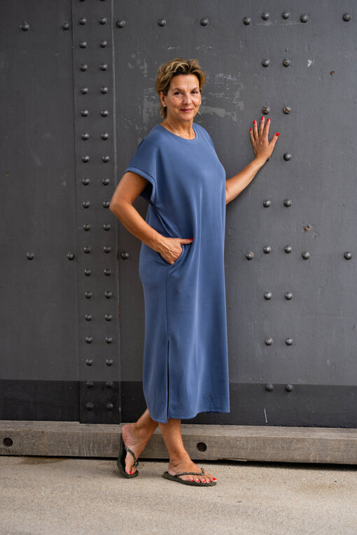 Softes Maxikleid “JULIE” taubenblau (GW27)