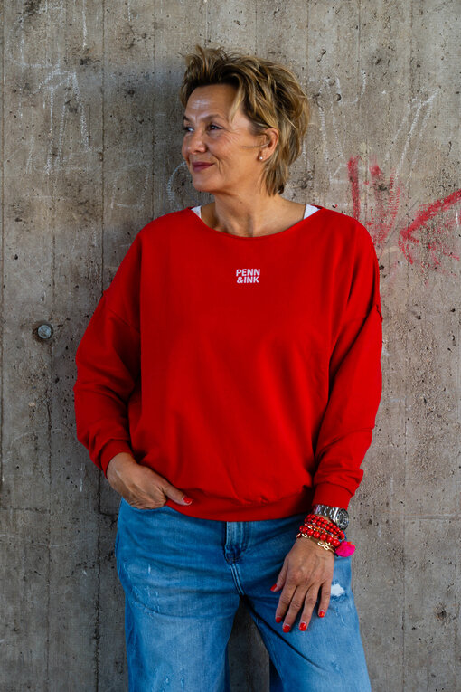 Soft Sweater “ALINA” tomato/ecru (PI10)