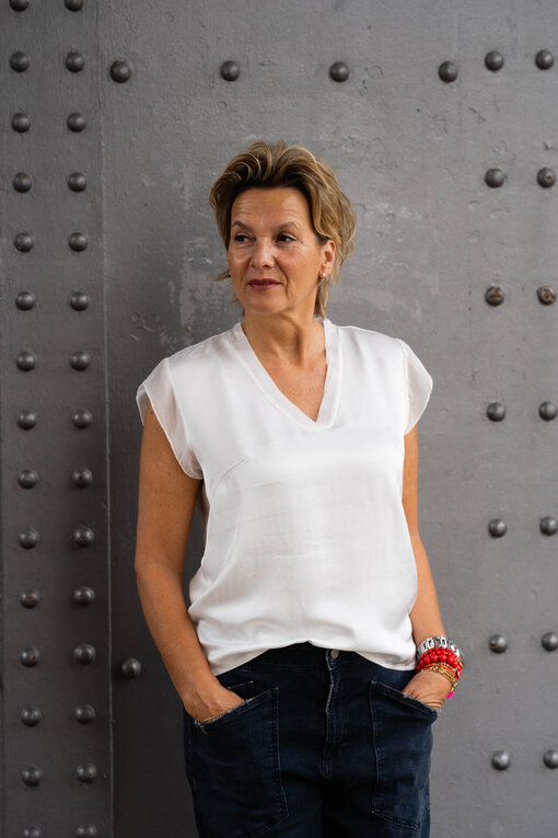 Edles Shirt mit Seide “CLAIRE” wollweiß (BA41)