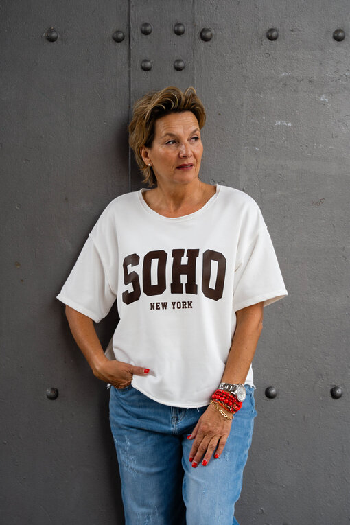 Cooler Kurzarm Sweater “SOHO” wollweiß (GW63)