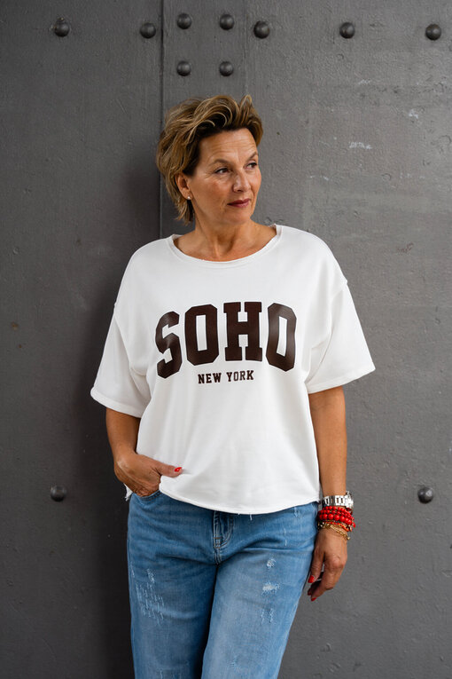 Cooler Kurzarm Sweater “SOHO” wollweiß (GW63)