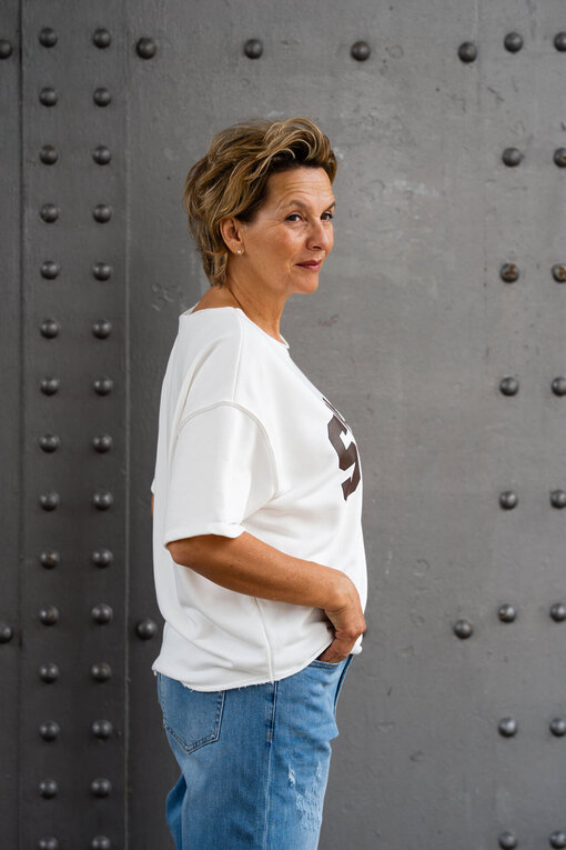 Cooler Kurzarm Sweater “SOHO” wollweiß (GW63)
