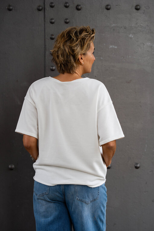Cooler Kurzarm Sweater “SOHO” wollweiß (GW63)