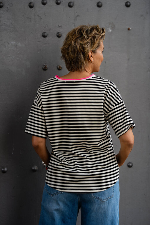 Lockeres Streifenshirt “AZALEA” creme/schwarz (BA52)