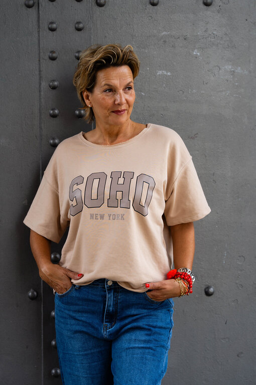 Cooler Kurzarm Sweater “SOHO” nude (GW63)