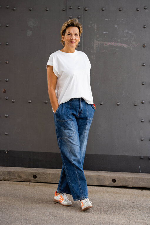 Ärmelloses Shirt “MARITA” wollweiß (BA50) /Coole Jeans “AURI” middle blue (H43)