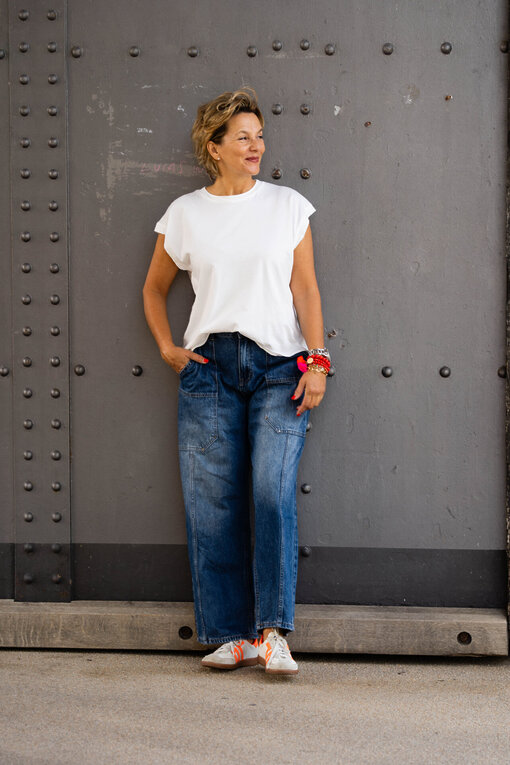 Ärmelloses Shirt “MARITA” wollweiß (BA50) /Coole Jeans “AURI” middle blue (H43)