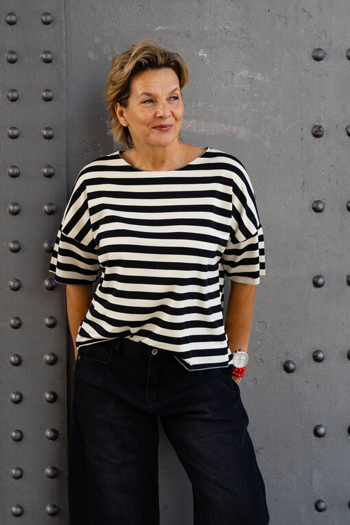 Trendiges Streifenshirt “BRITE” creme/schwarz (BA58)