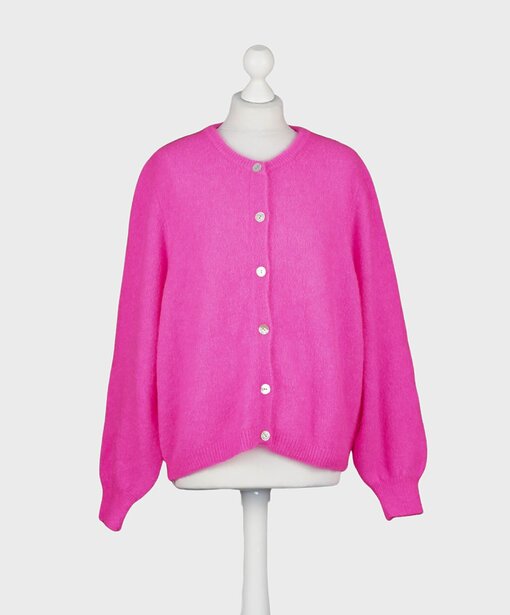 Alpaka Strickcardigan “JANE” neon pink (GW15)
