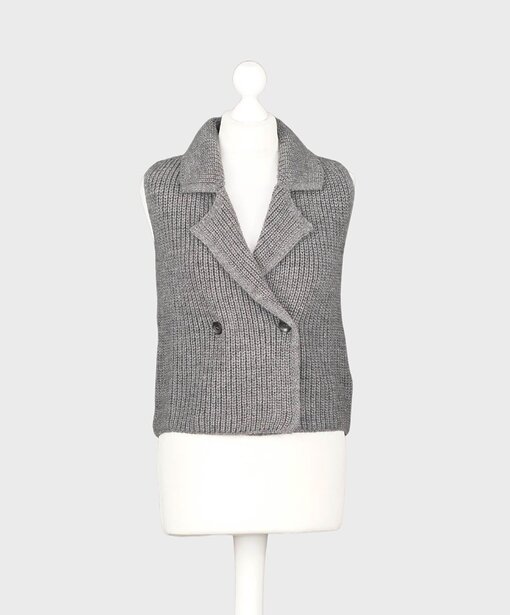 Kurze Strickweste “SUSA” dark grey melange (HL06)