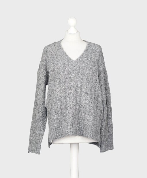 Strickpullover mit Zopfmuster “LOTTINA” grey melange (HL05)