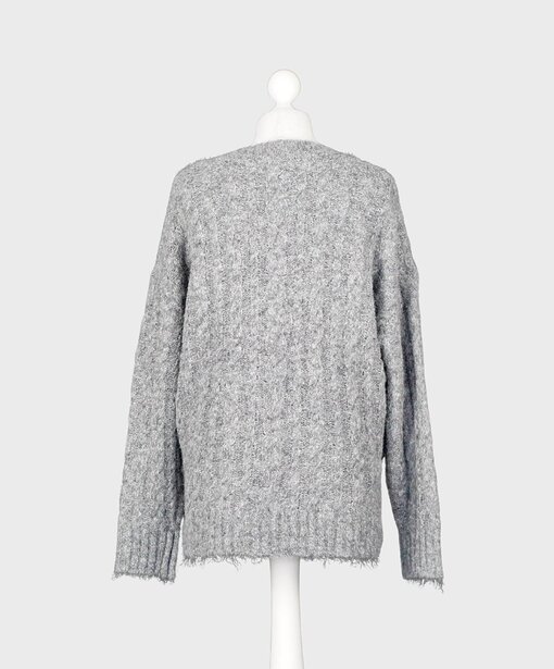 Strickpullover mit Zopfmuster “LOTTINA” grey melange (HL05)