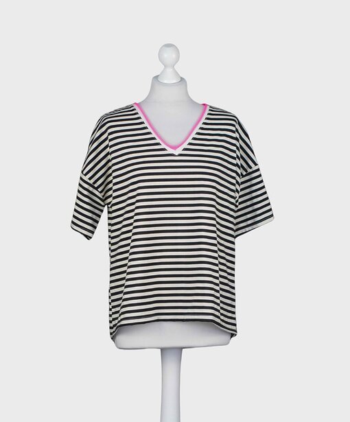 Lockeres Streifenshirt “AZALEA” creme/schwarz (BA52)
