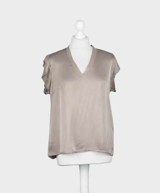 Edles Shirt mit Seide “CLAIRE” taupe (BA41)