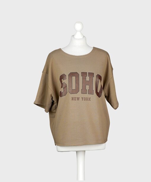 Cooler Kurzarm Sweater “SOHO” schlamm (GW63)