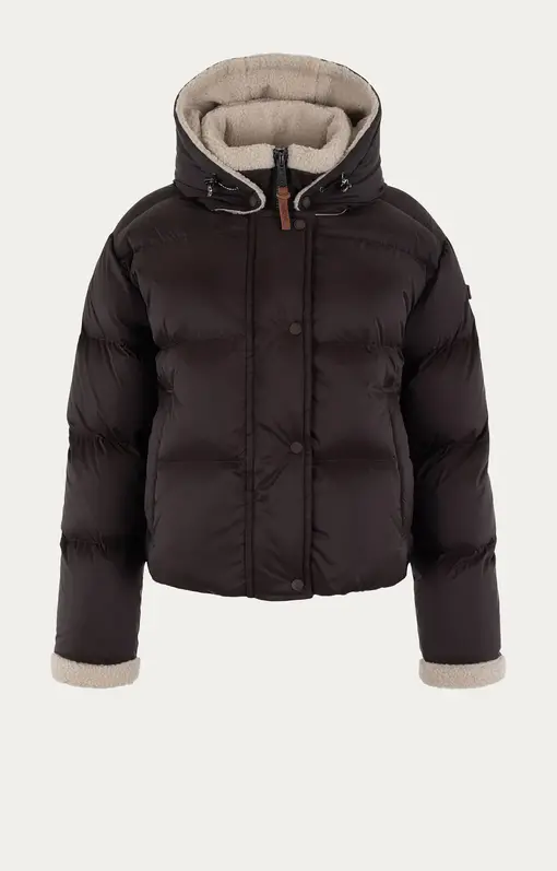 Warme Daunenjacke “LIDIA” dark cocolate/solid (MSC13)