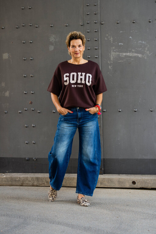 Kurzarm Sweater “SOHO” schokobraun (GW63) / Coole O-Shape Jeans “DAKOTA” jeansblau (H21)