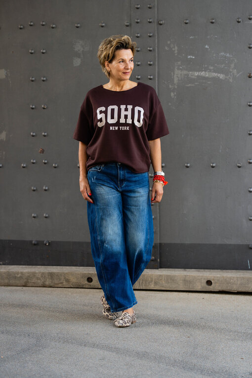 Kurzarm Sweater “SOHO” schokobraun (GW63) / Coole O-Shape Jeans “DAKOTA” jeansblau (H21)