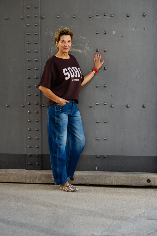 Kurzarm Sweater “SOHO” schokobraun (GW63) / Coole O-Shape Jeans “DAKOTA” jeansblau (H21)