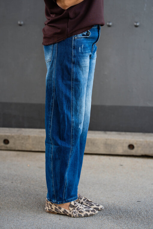 Kurzarm Sweater “SOHO” schokobraun (GW63) / Coole O-Shape Jeans “DAKOTA” jeansblau (H21)