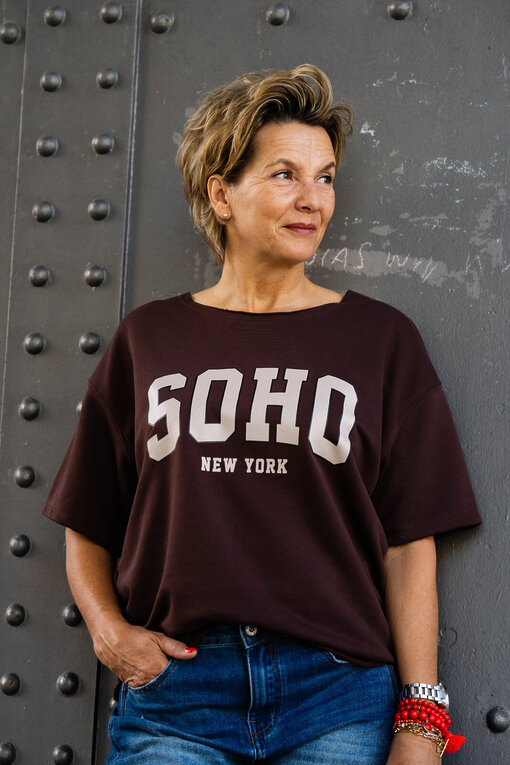 Kurzarm Sweater “SOHO” schokobraun (GW63)