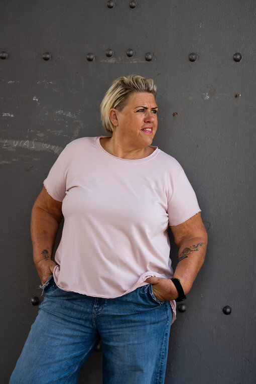 Basic – Kurzarmshirt “GERALDINE” mauve (BA46)