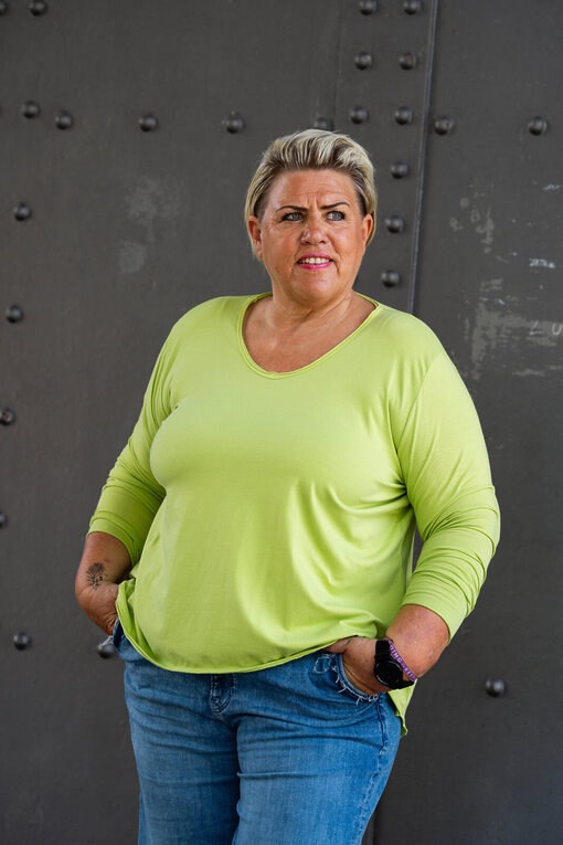 Lässiges Langarm-Shirt “SASKIA” apfelgrün (BA03)