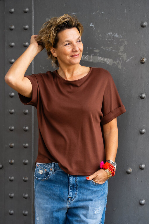 Lockeres Kurzarmshirt “LYRA” braun (BA20)