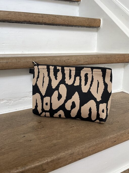 Kleine Clutch “BLAIR” schwarz/beige leo (GI02)