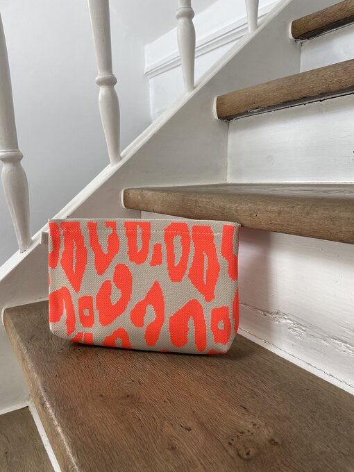 Kleine Clutch “BLAIR” orange/ beige leo (GI02)