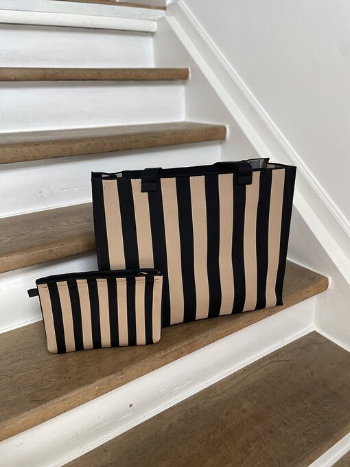 Kleine Clutch “BLAIR” schwarz/beige leo (GI02)/Cooler Shopper “CELESTE” schwarz/beige leo (GI03)